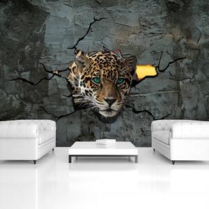 Fototapet - Jaguar după zid (152,5x104 cm)