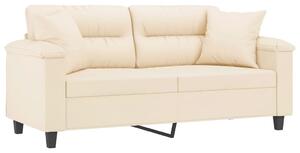 Canapea cu 2 locuri, cu perne, bej, 140 cm, microfibră
