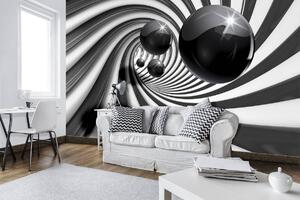 Fototapet - 3D tunel alb negru (152,5x104 cm)
