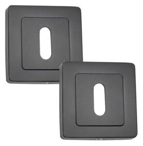 Set rozete din aluminiu Yale, cu orificiu pentru cheie, 53.5 x 53.5mm, culoare negru 35-ZX-KE--56-61