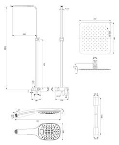 Omnires Sacramento set de duș perete cu duș de ploaie crom SC2344CR