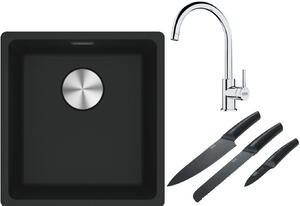 Set chiuvetă din granit Franke Maris 125.0687.248, baterie bucătărie Franke Lina 115.0693.228