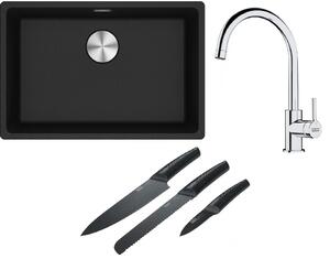 Set chiuvetă din granit Franke Maris 125.0687.257, baterie bucătărie Franke Lina 115.0693.228