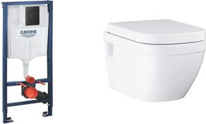 Set cadru ascuns cu buton de acționare Grohe Solido 38811KF0, vas WC Grohe Euro Ceramic 39538000, 39330002