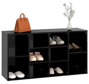 Banchetă pantofar, negru extralucios, 103x30x54,5 cm, PAL