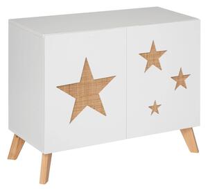 Comoda pentru copii, alb cu stele, 65 x 35 x 79,5 cm
