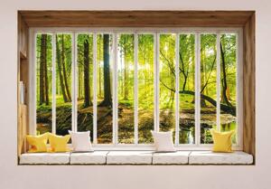 Fototapet - Privire însorită în pădure - geam (152,5x104 cm)