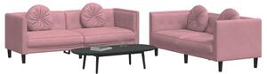 Set canapea cu perne, 2 piese, roz, catifea