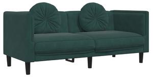 Canapea cu perne, 2 locuri, verde închis, catifea