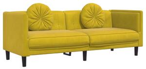 Canapea cu perne, 3 locuri, galben, catifea