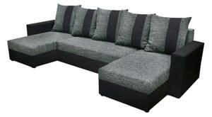 Colțar extensibil GRASSA U, 303x140, Kornet 02/Dolaro 8 negru