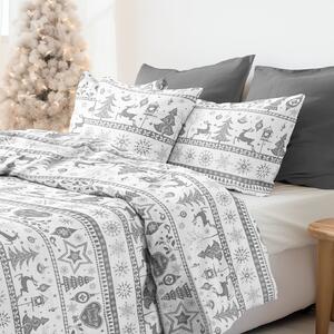 Goldea lenjerie de pat 100% bumbac - simboluri de crăciun pe alb 140 x 200 și 50 x 70 cm