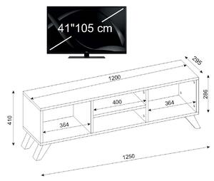 Comodă televizor cu Rafturi pe 3 niveluri, 125 x 29.5 x 41, Alb, UnicUtil