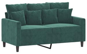 Set de canapele cu perne, 2 piese, verde închis, catifea