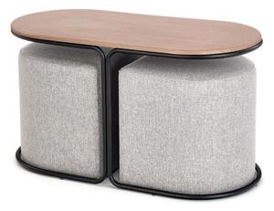 Măsuță de cafea Houston 1247Craft stejar, Gri, Negru, 4x5x9cm, MDF, Oval