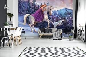 Fototapet - Prințesa pe unicorn (152,5x104 cm)