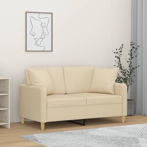 Canapea cu 2 locuri cu pernuțe, crem, 120 cm, textil