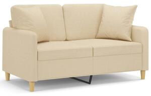 Canapea cu 2 locuri cu pernuțe, crem, 120 cm, textil