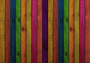 Fototapet - Scândură colorată (254x184 cm)