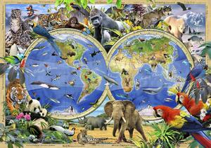 Fototapet - Harta lumii - animale (254x184 cm)