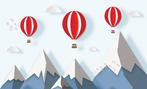 Fototapet - Zbor cu balon peste munți (254x184 cm)