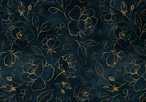 Fototapet - Flori aurii și frunze (152,5x104 cm)