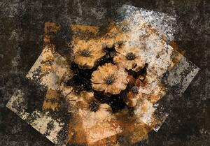 Fototapet - Flori aurii - perete (254x184 cm)