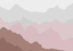 Fototapet - Conturile dealurilor - roz (254x184 cm)