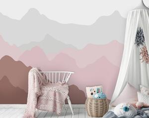 Fototapet - Conturile dealurilor - roz (254x184 cm)