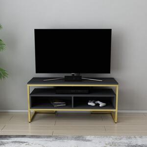 Comoda TV Salvador, Model Merrion, 110x49.9x35 cm, Auriu/Antracit