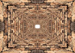 Fototapet - 3D - Tunel din pietre (152,5x104 cm)