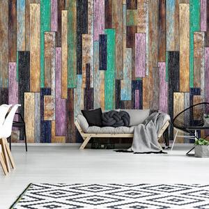 Fototapet - Scănduri din lemn colorate (152,5x104 cm)