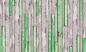 Fototapet - Scândură gri și verde ruptă (152,5x104 cm)