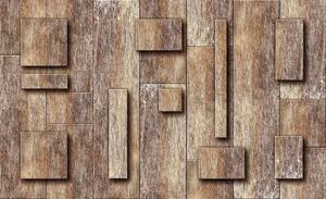 Fototapet - Scănduri din lemn și pătrate (152,5x104 cm)