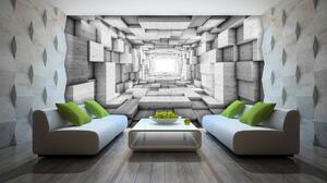 Fototapet - 3D tunel din lemn (152,5x104 cm)