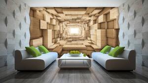 Fototapet - 3D tunel din lemn (152,5x104 cm)
