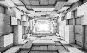 Fototapet - 3D tunel din lemn (254x184 cm)