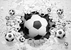 Fototapet - 3D fodbal în Brickwall (152,5x104 cm)