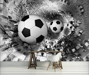 Fototapet - Mingi de fodbal în 3D puzzle (254x184 cm)