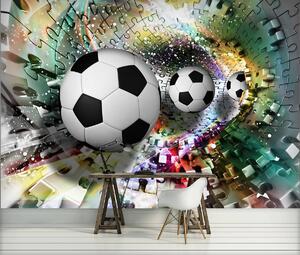 Fototapet - Mingi de fodbal în 3D puzzle (254x184 cm)