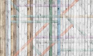Fototapet - Scănduri de lemn colorate (152,5x104 cm)