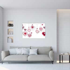 Tablou cu inimiore pictate (90x60 cm)