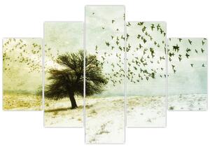 Tablou - cu multe păsări pictate (150x105 cm)