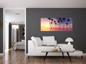 Tablou cu palmieri deasupra mării (120x50 cm)
