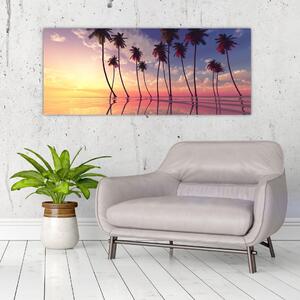 Tablou cu palmieri deasupra mării (120x50 cm)