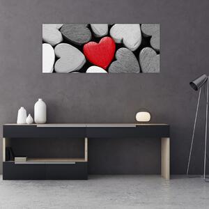 Tablou cu inimioare din lemn (120x50 cm)