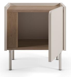 Noptieră crem/în culoare naturală cu aspect de lemn de stejar Lucile – Marckeric
