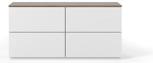 Comodă albă cu sertare și blat cu aspect de lemn de nuc TemaHome Join, 120x54 cm