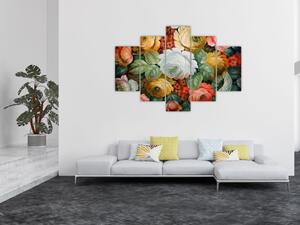 Tablou cu buchet pictat de flori (150x105 cm)