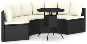 Set mobilier de grădină cu perne, 5 piese, negru, poliratan